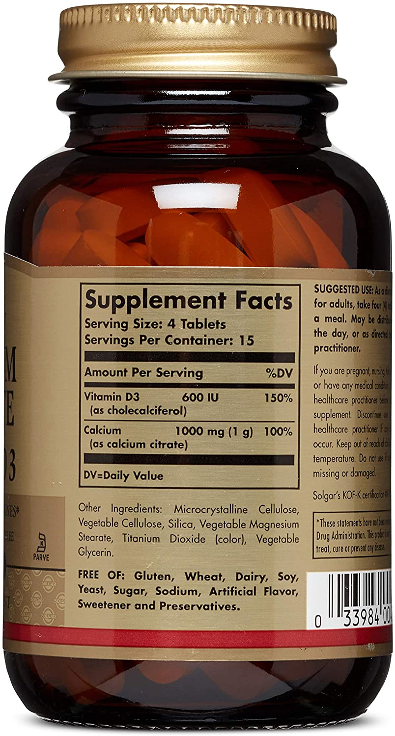Solgar Calcium Citrate with Vitamin D3 Tablets - Pack of 60 - Healthy Bones & Teeth - High Potency Formula - Gluten Free - Image 2