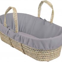 Clair de Lune Fleece Liner for Palm & Wicker Moses Baskets - Grey Melange