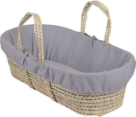 Clair de Lune Fleece Liner for Palm & Wicker Moses Baskets - Grey Melange