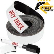 Dry Erase Magnetic Strips - 2,5cm x 7,6m Magnetic Tape Roll - Blank Write On Magnets - Sticky Labels and Stickers - Writable Flexible Magnet Sheet for Whiteboards, Refrigerator and Crafts