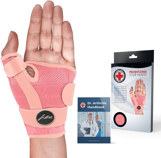 Doctor Developed Thumb Brace/Thumb Support/Thumb Splint/Thumb Stabilizer and Doctor Written Handbook… (Pink)