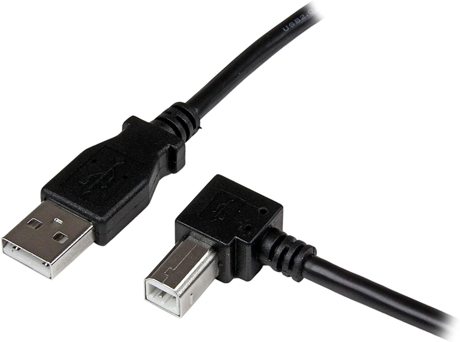 StarTech USBAB1MR 1 m USB 2.0 A to Right Angle B Cable Cord, Black, 3 ft/1 m
