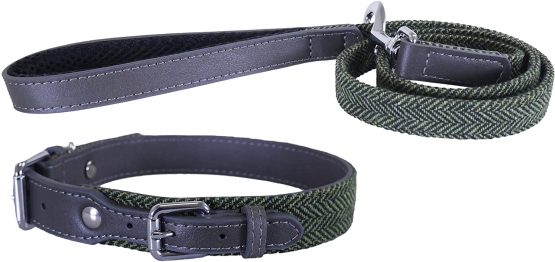 Rosewood Forest herringbone & grey leather dog lead 3/4 * 40", One Size - Image 2
