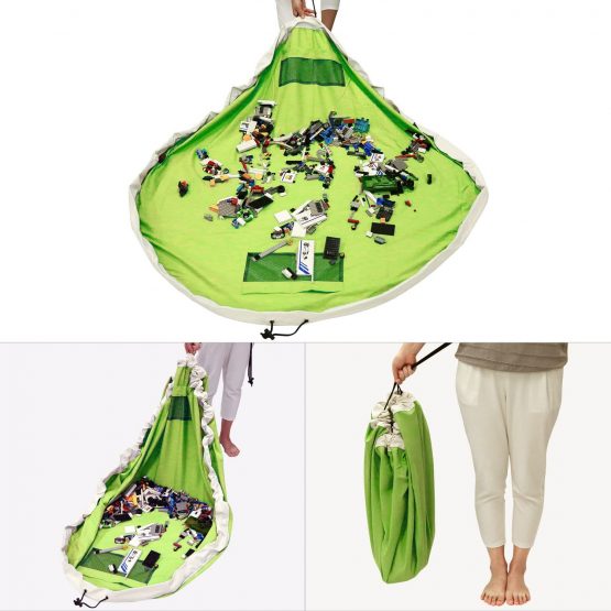 BelleStyle Toy Storage Bag and Kids Play Mat Toys Organizer,Cotton Canvas Portable Large Size Easy Tidy Play & Storage Bag - Children's Toys for Fast Cleanup! (Green, 60 Inches) - Image 4