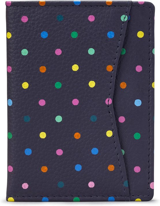 Polka Dot Leather Oyster Card Holder/Travel Pass Holder by 1642 (Blue) - Image 3