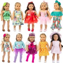 ZITA ELEMENT 24 PCS 18 Inch Doll Clothes and Accessories Casual Wear for American 18 Inch Girl Doll Outfits, Included 10 Complete Sets