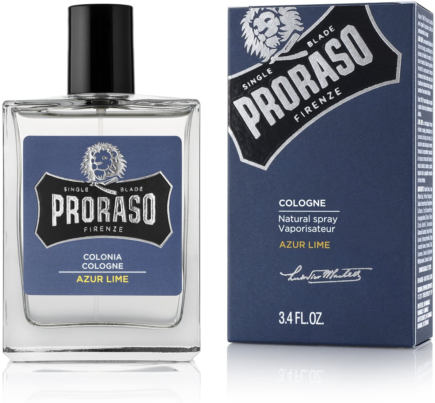Proraso Cologne, Azur Lime, 100ml, Men's Fragrance with Citrussy and Fresh Notes, Made in Italy, Transparent, 100 ml (Pack of 1)
