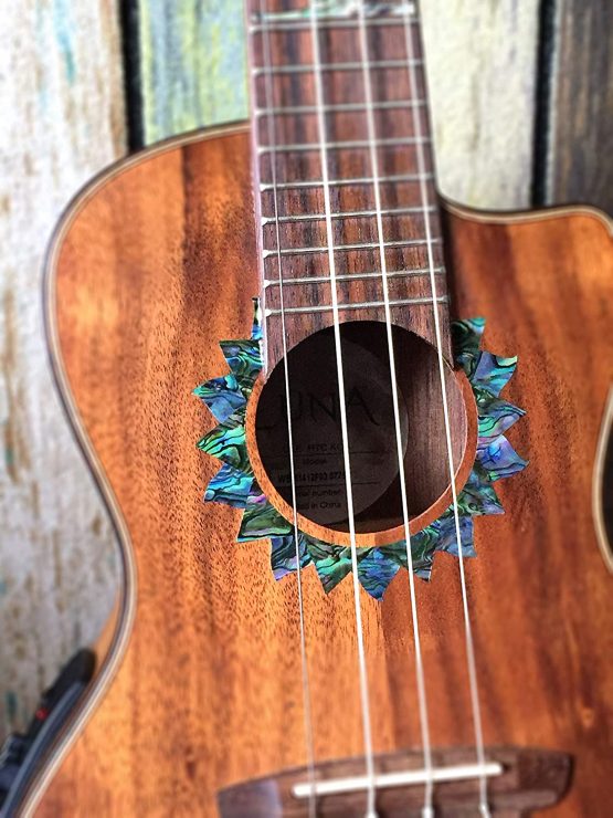 Inlay Sticker Decal for Tenor Ukulele - Soundhole Rosette/Purfling - Sun - Abalone Blue UKR-304SP-AB-T - Image 2