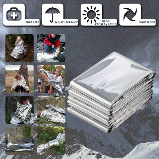 Binhai Emergency Thermal Blankets Foil Blanket Survival Reflective Thermal First Aid Foil Blanket 52" x 83"(2-Piece) - Image 3