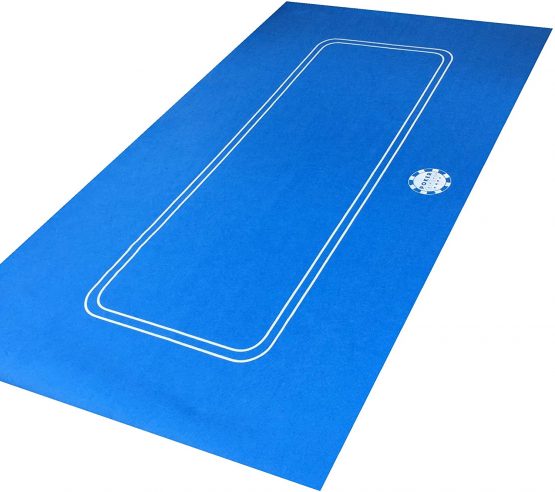 180cm by 90 BLUE POKER CASINO FELT BAIZE LAYOUT - TEXAS HOLDEM