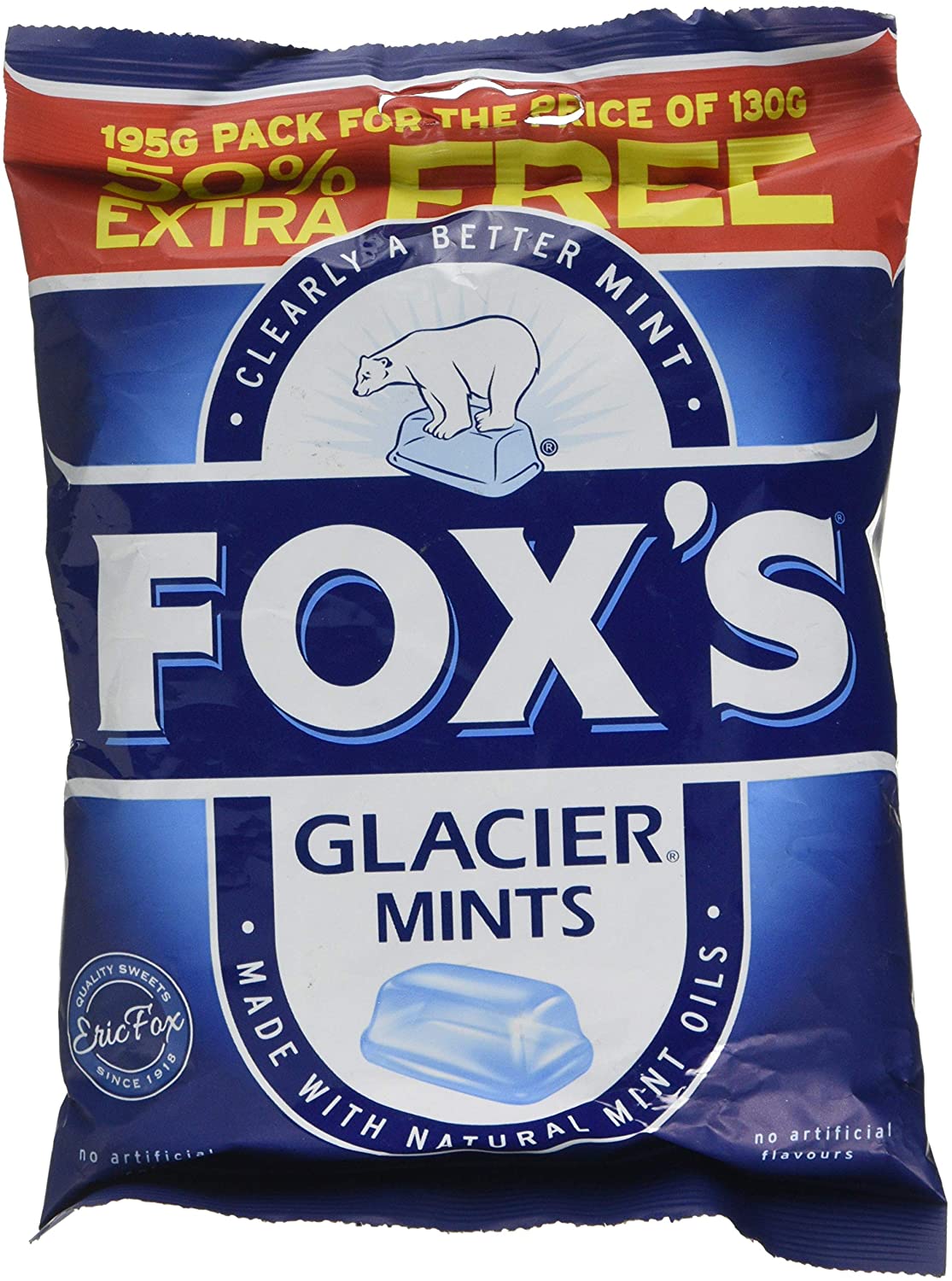 Fox's 50 Percent Glacier Mints, 195 g, 195 g (Pack of 1)