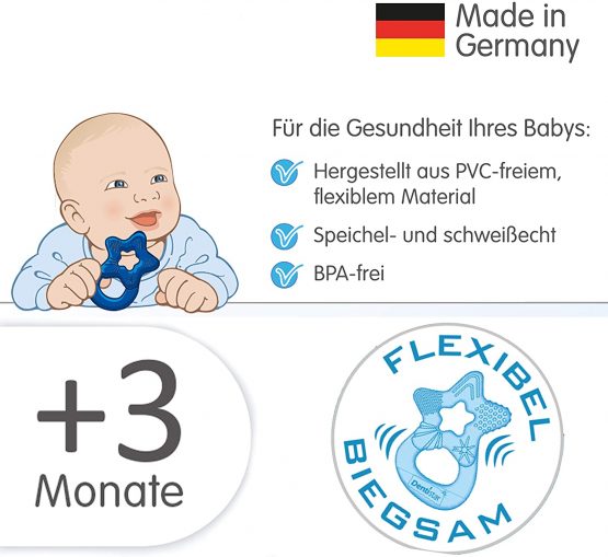 DENTISTAR® Baby Bite Star - Set of 2 Teether Rings - Soft & Flexible Teething Aid Toy - for Babies from 3 Months Onwards - BPA Free - Made in Germany - Light Green - Image 4