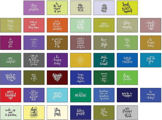 45 Shades of Motivation - Set of 45 Postcards. 45 Different Motivational and Inspirational Quotes