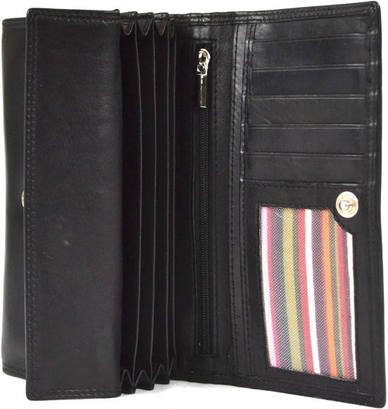 Ladies Soft Real Nappa Leather Long Flap-over Purse with Inner Flap pockets (Lilac/Dark Brown/Mid Brown/Navy/Turquoise/Black) - Image 3