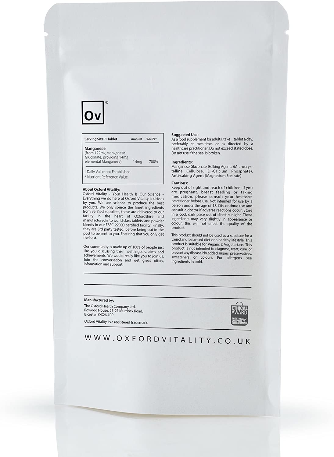 Manganese Supplement, 120 count (Pack of 1) - Image 2