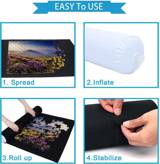 Becko Puzzle Roll Jigsaw Storage Felt Mat, Jigroll Up To 1,500 Pieces, Environmental Friendly Material for Jigsaw Puzzle Player, Box With Drawstring Storage Bag - Image 3