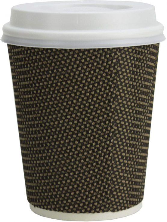 Signature Ripple Hot Cups - Disposable Coffee Cups with Lids for Takeaway Drinks - 50 Cups and 50 Lids - Triple Wall Insulated Paper Cups for Hot Drinks and Leak Proof Lids (8 oz) - Image 2