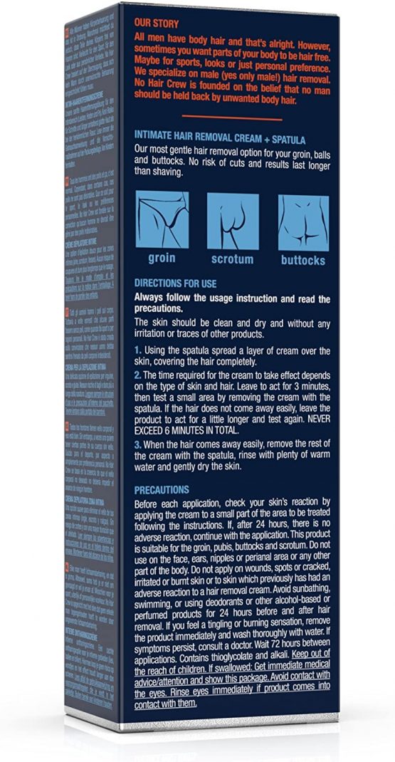 NO HAIR CREW Premium Intimate Hair Removal Cream – Extra Gentle Hair Removal Cream for Sensitive Areas. Made for Men, 100 ml - Image 3