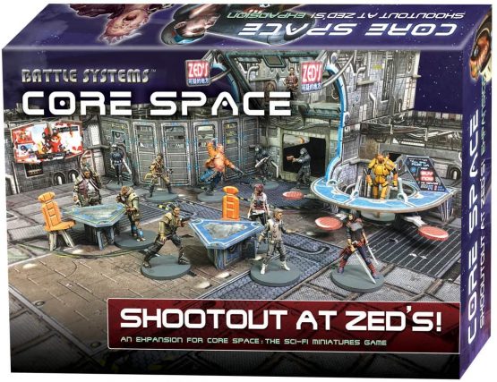 Battle Systems Core Space Shootout at Zed’s Expansion Set - Miniatures - Board Game - Event cards - Modular 3D Terrain - Wargaming BSGCSE001