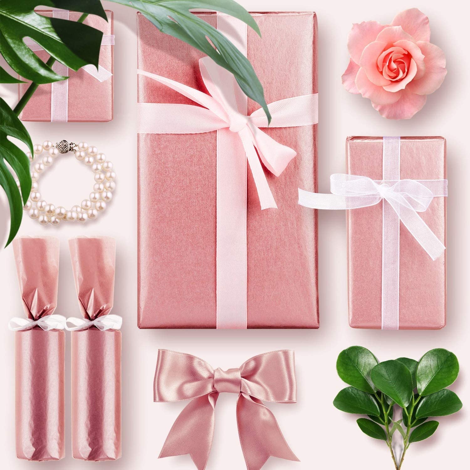 Whaline Rose Gold Tissue Paper Bulk, 100 Sheets Metallic Gift Wrapping Paper for Weddings Birthday Party, Showers - Image 3