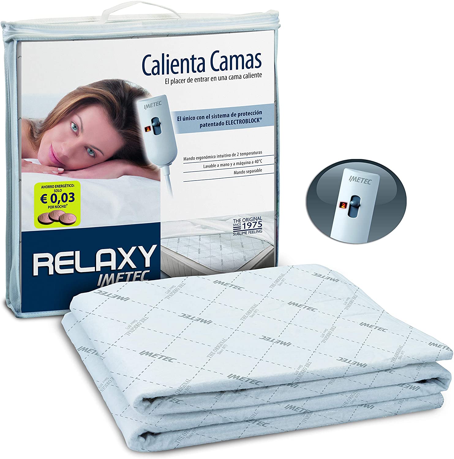 Imetec Relaxy Single Electric Blanket 700 mm, 1500 mm White BigaMart