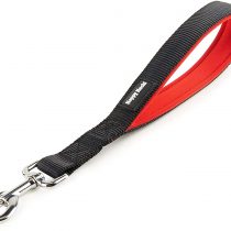 HAPPY HACHI Short Dog Lead Leash for Medium Large Strong Dogs Easy Control Double Webbing Nylon Pet Training Traffic Leash with Padded Handle (Black, M 12.6inch Length)