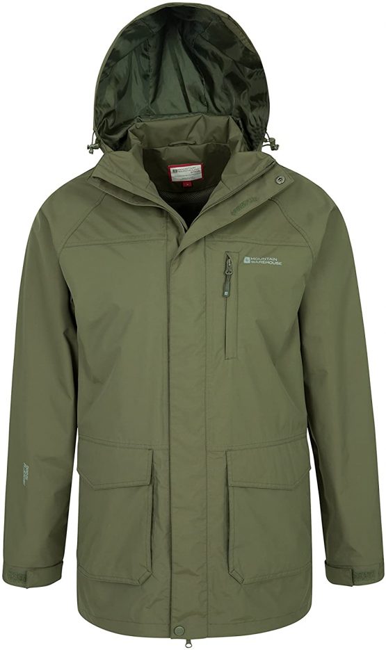 Mountain Warehouse Glacier II Long Mens Waterproof Jacket - Taped Seams Rain Coat, Breathable Jacket, Detachable Hood, Quick Drying Coat -for Travelling Khaki S - Image 4