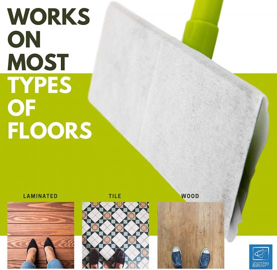 The Dustpan and Brush Store Static Floor Duster Cleaning Mop − Floor Mops with Disposable Wipes for Quick and All-Purpose Cleaning, Complete Kit Static Floor Wipes Mop That Incudes 10 Dry Floor Wipes - Image 2