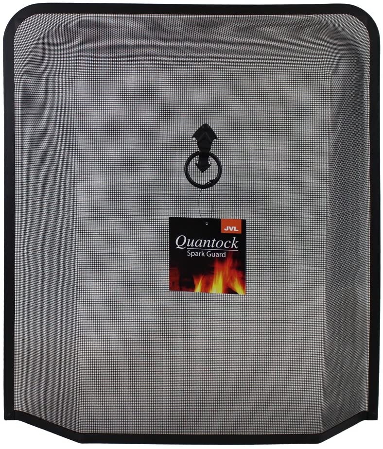 JVL Quantock Spark Fire Guard Surround Screen, Black, 10 x 53.5 x H 61.5 cm