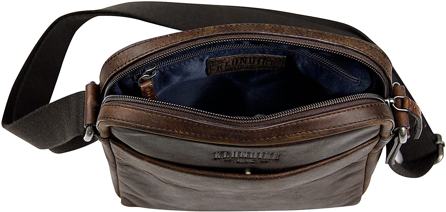 KLONDIKE 1896 Genuine Leather Shoulder Bag 'Jack', a Practical and Robust Messenger Bag for Men and Women Dark Brown - Image 3