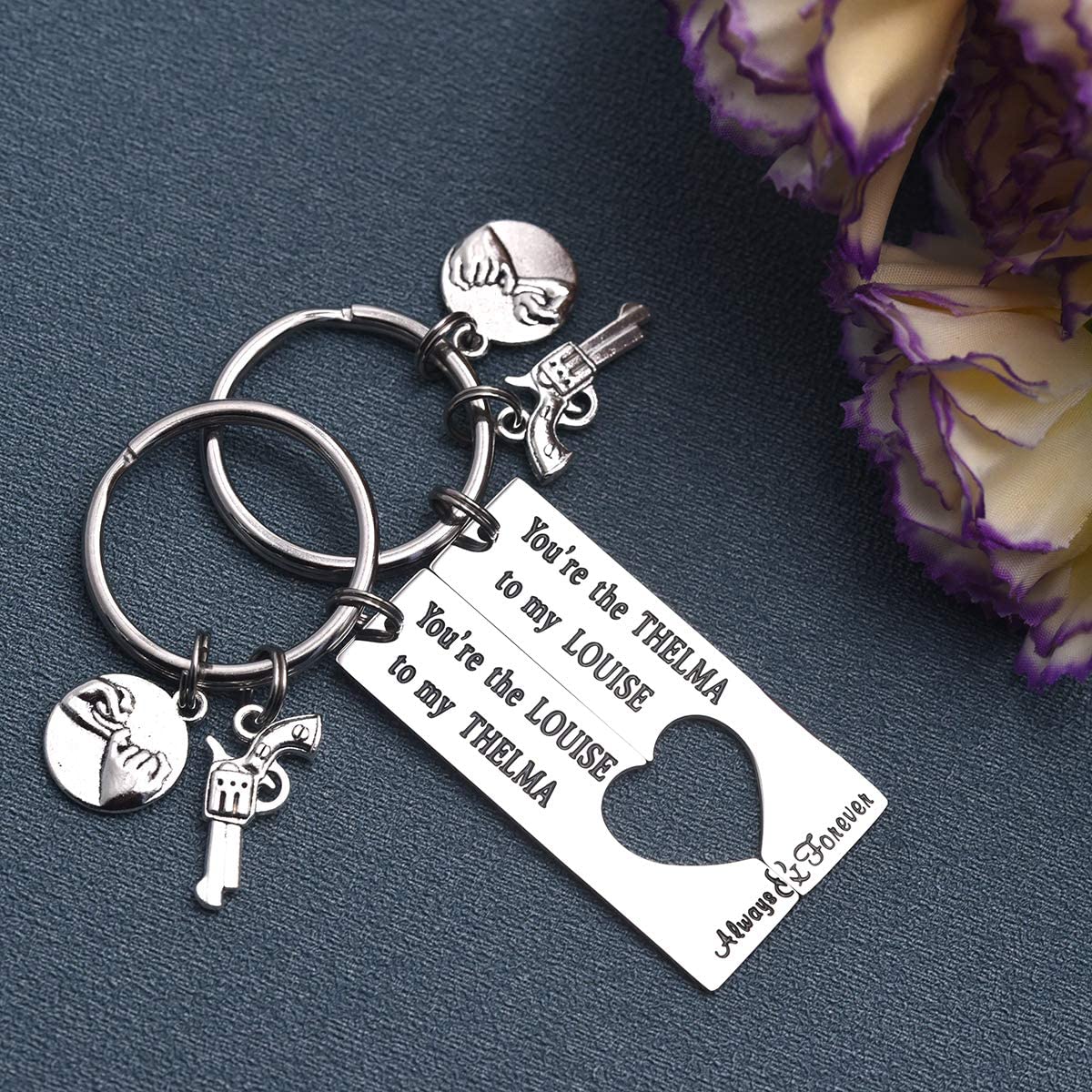 LParkin Friendship Gifts Best Friend Rings for 2 Cute Keyring You Are The Thelma To My Louise Moving Away Friendship Thelma Louise Keychain - Image 2