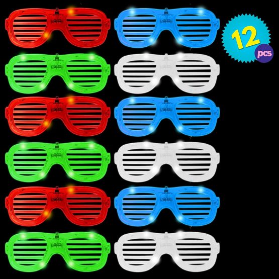 THE TWIDDLERS - 12 LED Glow Light Up Glasses - 3 Flashing Modes / 4 Colours