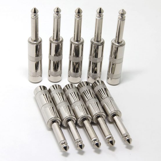 Ancable 10-Pack 1/4" TS Jumbo Plugs Solder Type for Guitar, Instrument, Speaker/Microphone/Patch Cables - 6.35mm Male 1/4 Inch Phone Plug