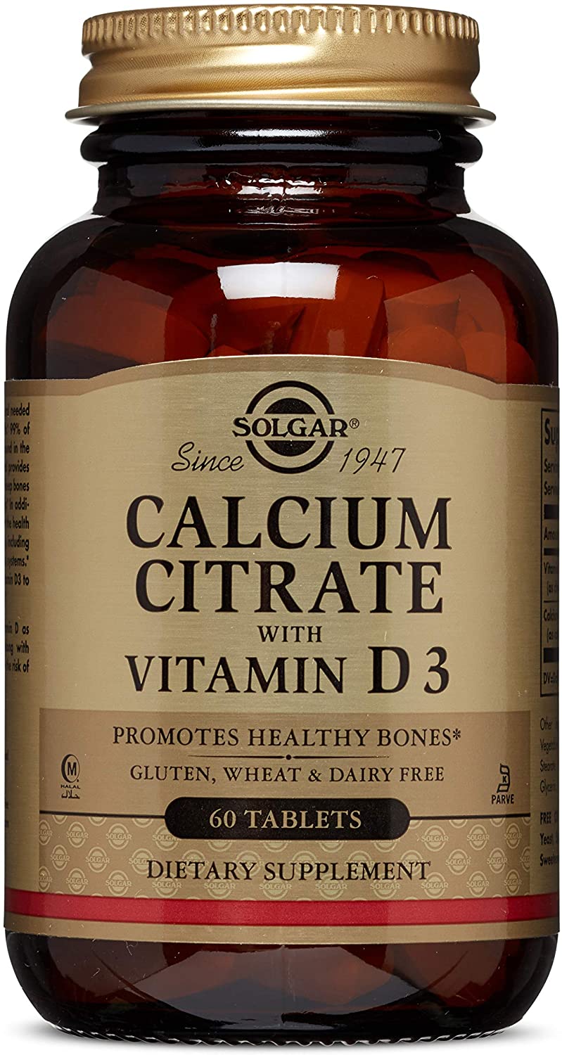 Solgar Calcium Citrate with Vitamin D3 Tablets - Pack of 60 - Healthy Bones & Teeth - High Potency Formula - Gluten Free