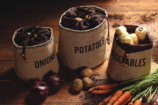 KitchenCraft Natural Elements Vegetable Storage Bag, Hessian, Brown, 20 x 20cm - Image 4