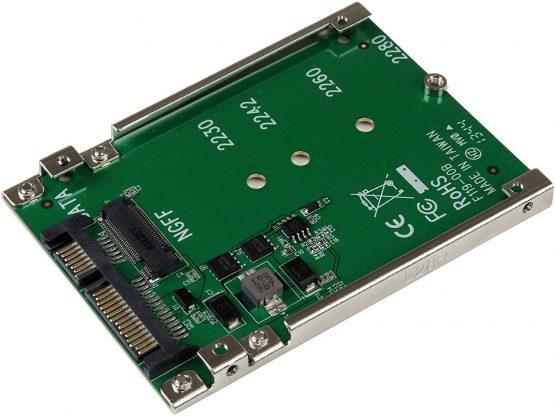 StarTech M.2 SATA SSD to 2.5in SATA Adapter - M.2 NGFF to SATA Converter - 7mm - Open-Frame Bracket - M2 Hard Drive Adapter (SAT32M225)