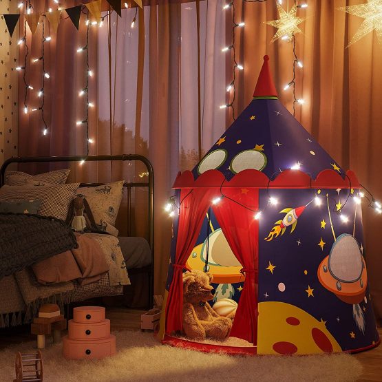 SONGMICS Prince Castle Play Tent for Boys Toddlers, Indoor and Outdoor Playhouse, Portable Pop Up Play Teepee with Carry Bag, Gift for Kids, EN71 Certified, Blue LPT01BU - Image 3