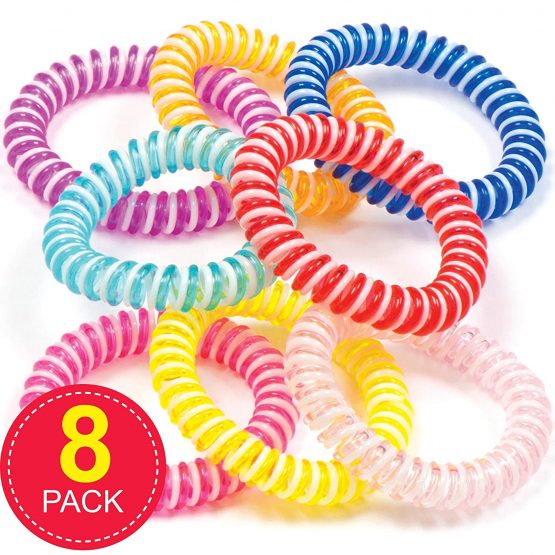 Baker Ross AV155 Candy Stripe Spiral Bracelets for Children to Wear Perfect Toy Party Bag Stuffers or Gifts for Kids, Assorted, (Pack of 8) - Image 2