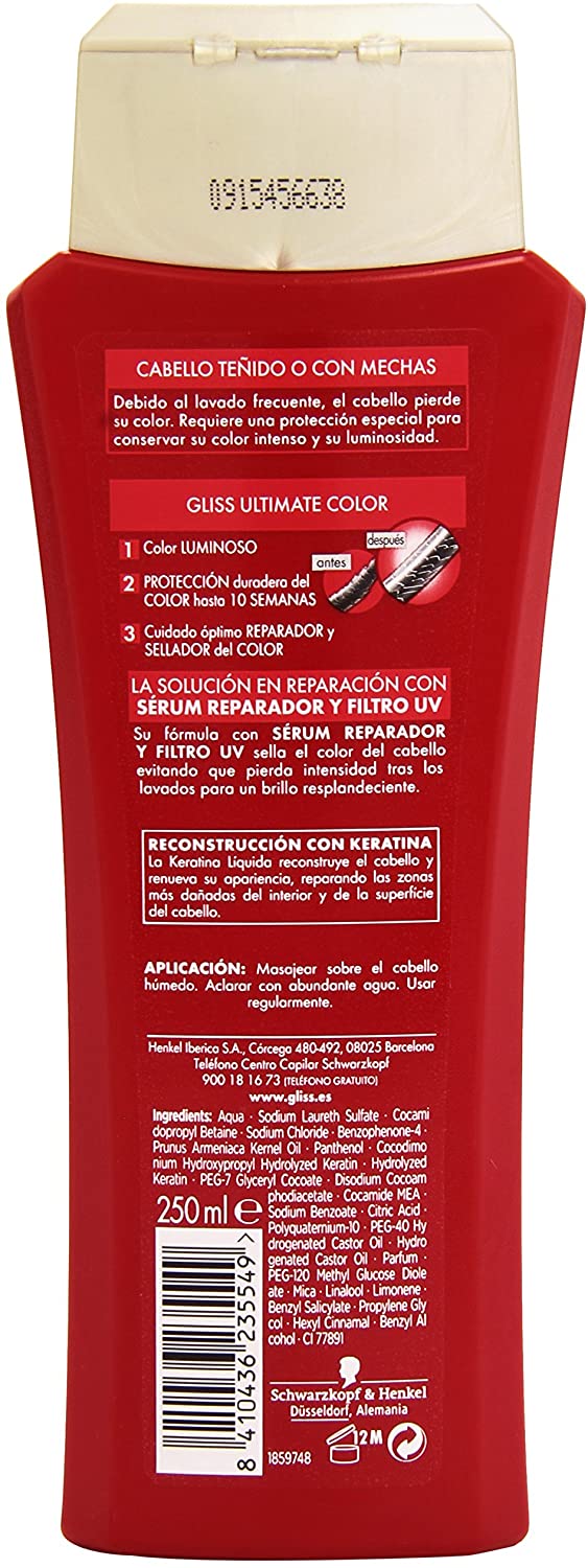Schwarzkopf Gliss - Ultimate Colour Shampoo - For Color-Treated Hair or with Wicks - 250 ml, White, 250 ml (Pack of 1) - Image 3