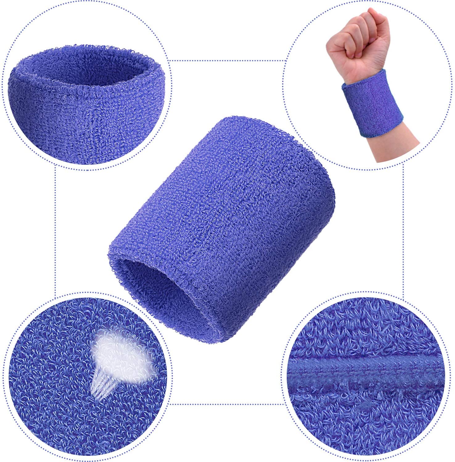 12 Pack Sweatbands Sports Wristband Cotton Sweat Band for Men and Women Good for Tennis Basketball, Running, Gym - Image 3