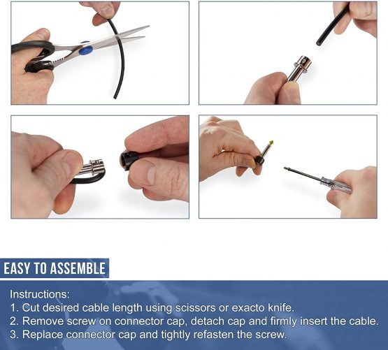 Crosby Solderless Pedalboard Cable Kit - No Cable Stripping Required, 3m Cable & 10 Gold Tip Connectors with Magnetic Screws Make 5 DIY Patch Cables for Guitar Effects & Pedal Board - Image 4