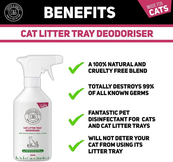 C&G Pets | CAT LITTER TRAY DEODORISER 500ML | 100% CRUELTY FREE FAST ACTING FORMULA | NEUTRALIZES BAD ODOUR | ANTIBACTERIAL AND ANTIFUNGAL | NATURAL ENZYMES | BONDS WITH CAT URINE - Image 2