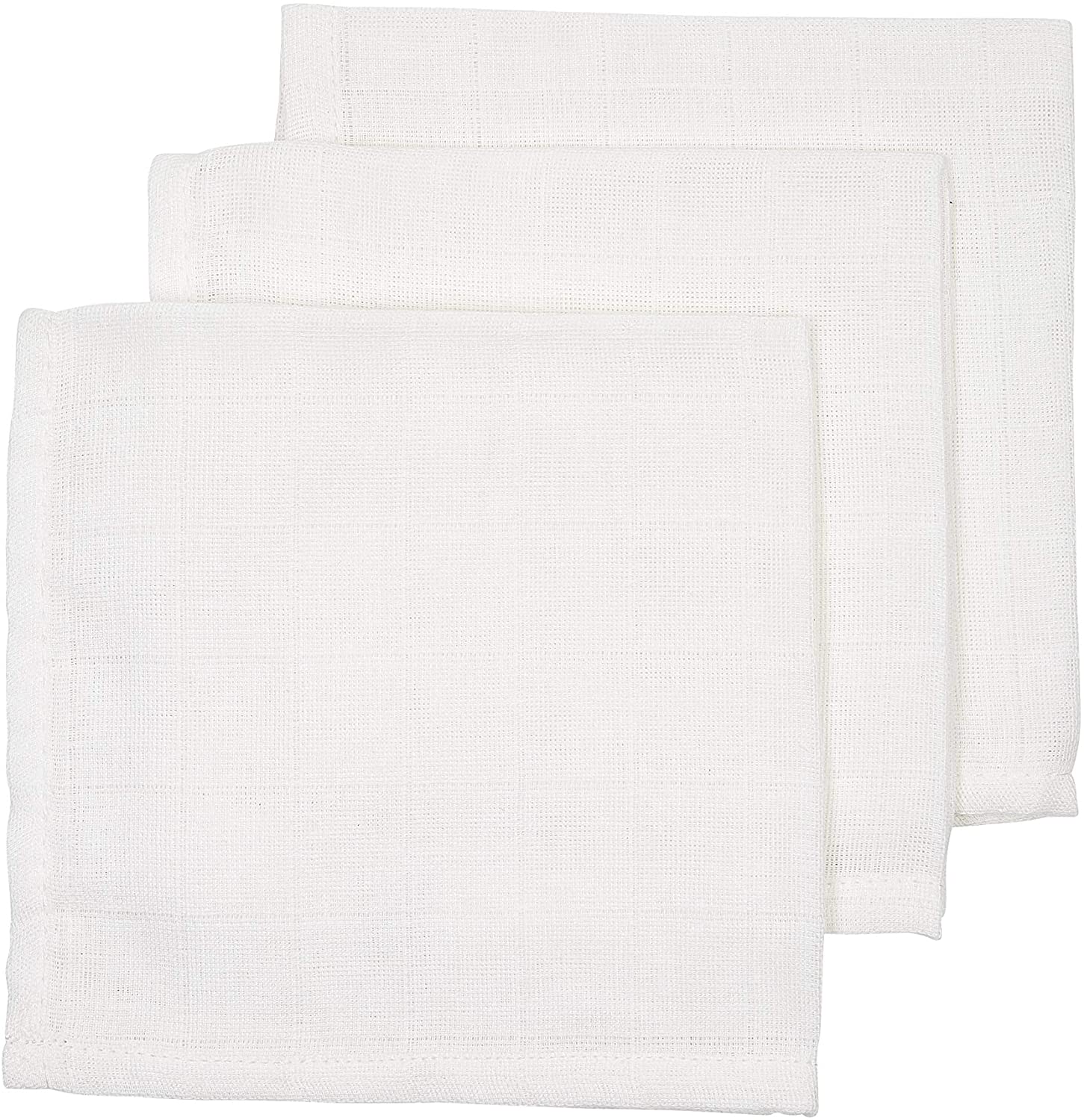 Meyco 457000 Set of 3 Muslin Towels 100% Cotton White 30 x 30 cm, 3 Stück