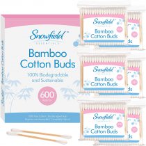 600 x Bamboo Cotton Buds (6 x 100) by Snowfield | 100% Biodegradable Eco Cotton Buds