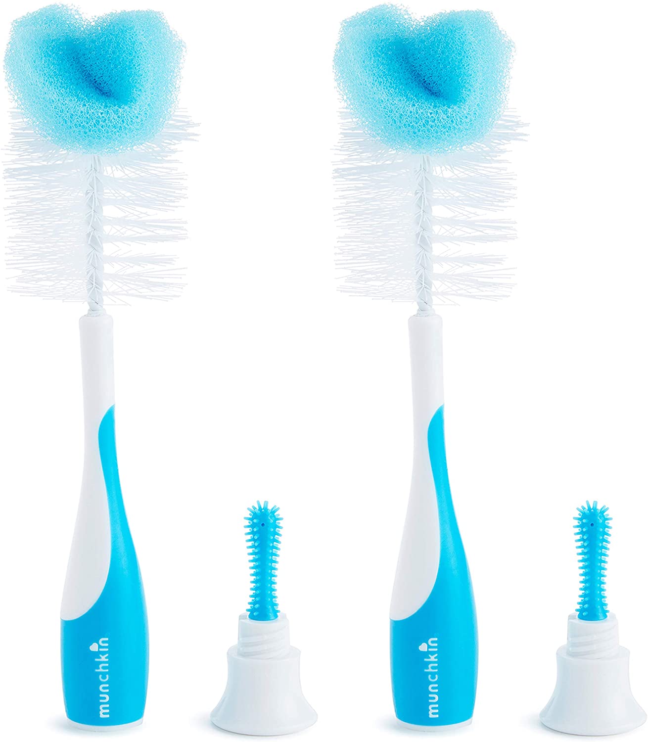 Munchkin 2-In-1 Sponge & Baby Bottle Brushes for Cleaning, Blue