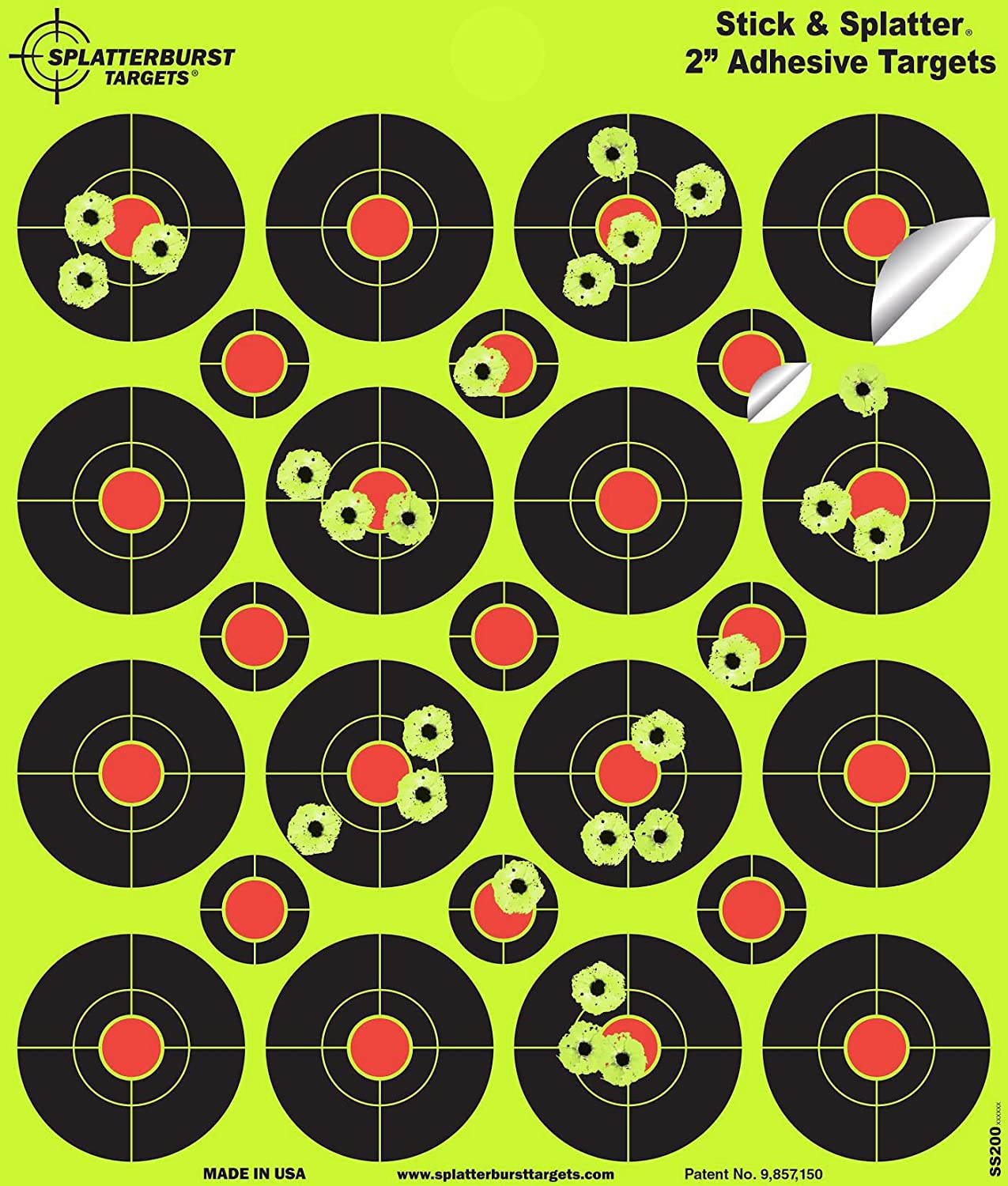 25 Pack, (400) 2" "Stick & Splatter" Adhesive SPLATTERBURST Shooting Targets