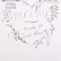 Mr & Mr Wedding Congratulations Card from Hallmark - Contemporary Design with Gem and Ribbon Attachments