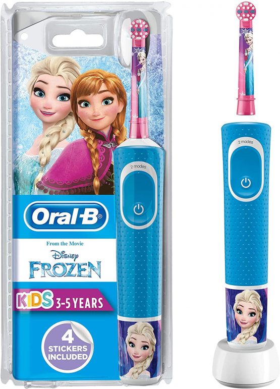 Oral-B Stages Power Kids Electric Rechargeable Toothbrush with Disney Frozen Characters, 1 Handle, 1 Brush Head, UK 2 Pin Plug for Ages 3+, Stocking Filler for Kids