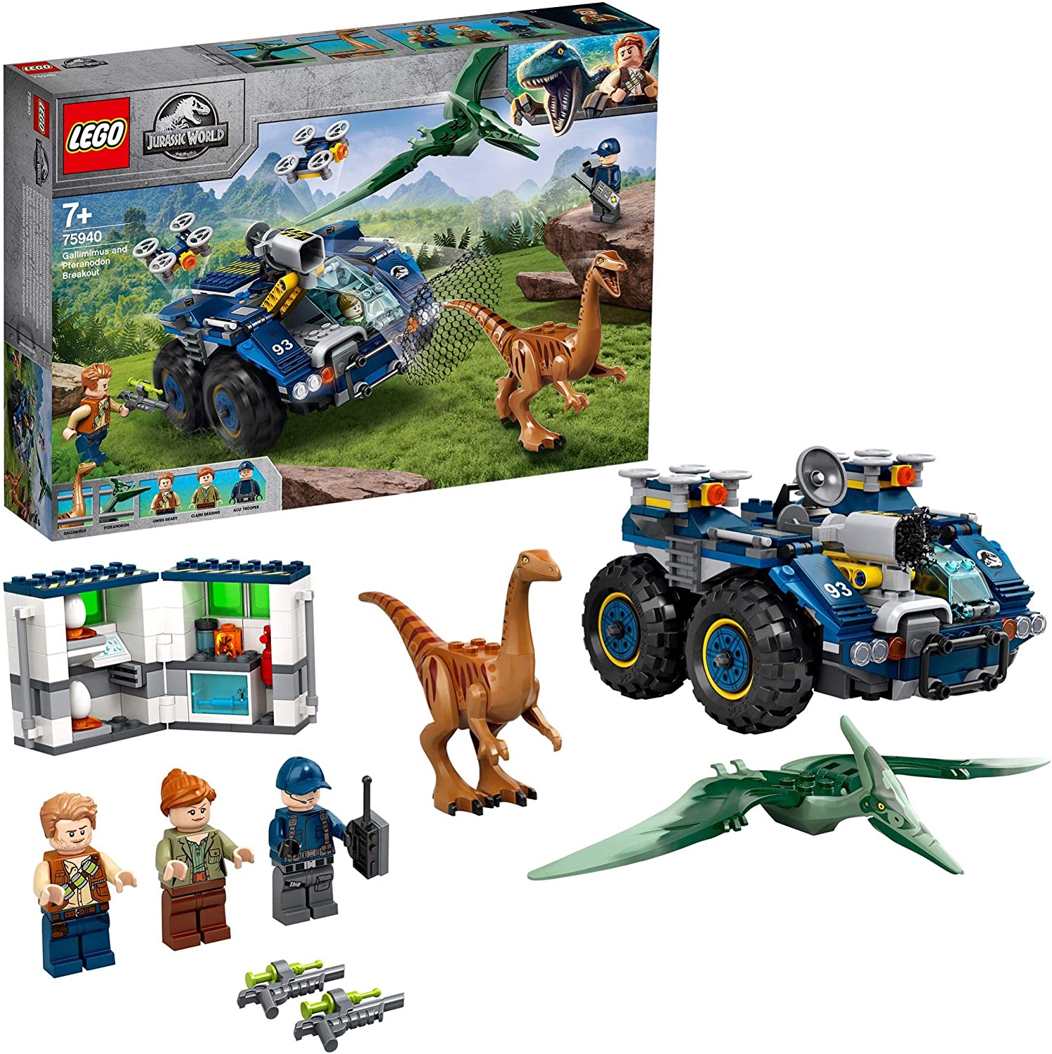 LEGO 75940 Jurassic World Gallimimus and Pteranodon Breakout Dinosaur Figures Building Toy for Kids 8+, Multicolor, moyen
