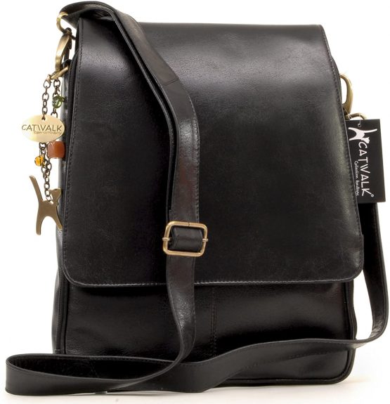Catwalk Collection Handbags - Women's Leather Cross Body Messenger Bag - A4 size Business Office Work Bag - CITY